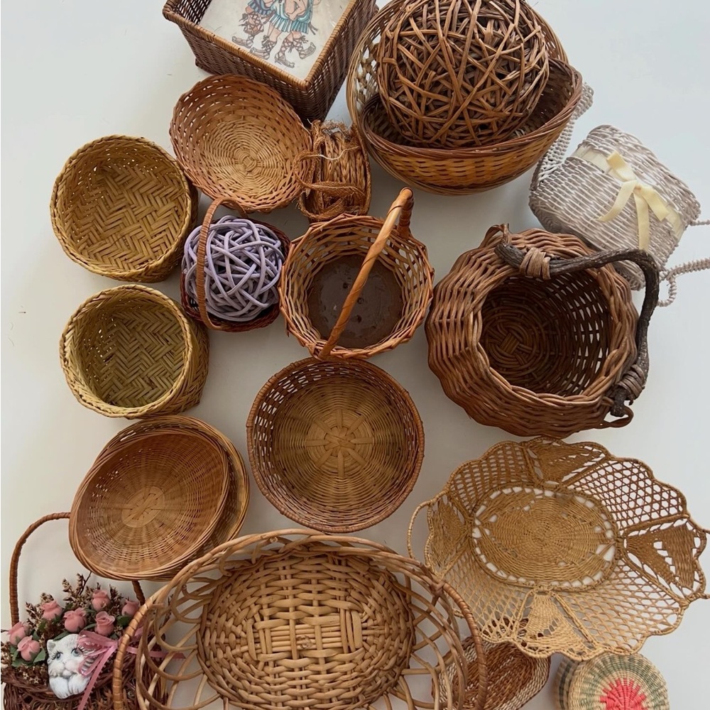 Huge Wicker Basket & Woven Decor Set - Vintage & Boho (All Included)